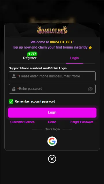 804slots Game registration