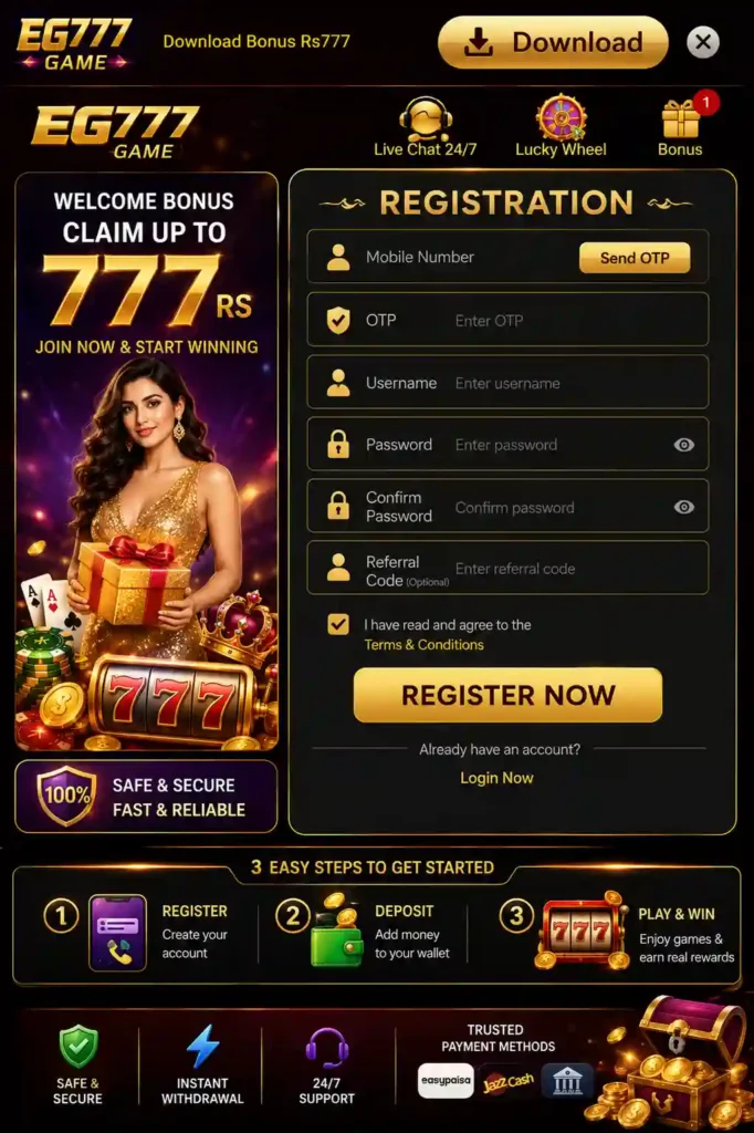 EG777 Game registration